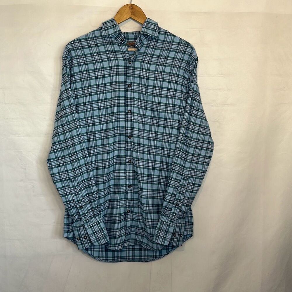 Peter Millar Shirt Mens Medium Crown Sport Plaid Button Preppy Casual Poly Blend